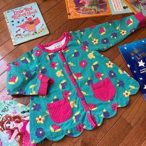 🌈 Vintage Rainbow Tag Gymboree Floral Tunic Button Down Jacket Cardigan Top 2-3T